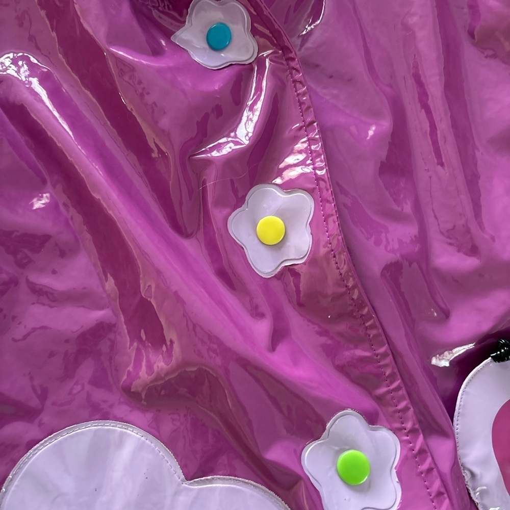 Kidorable waterproof Purple Butterfly and Flower hooded Raincoat - Picture 4 of 8
